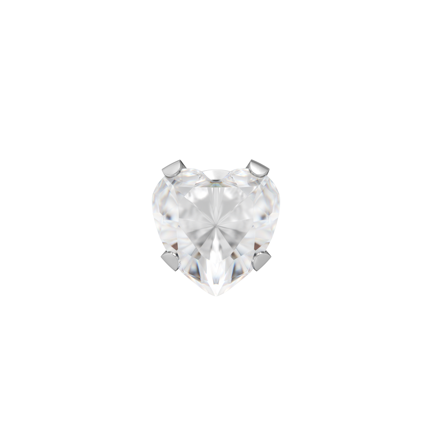 Sensitive by STUDEX® Prong Setting, Cubic Zirconia Heart Cut Tube Cube